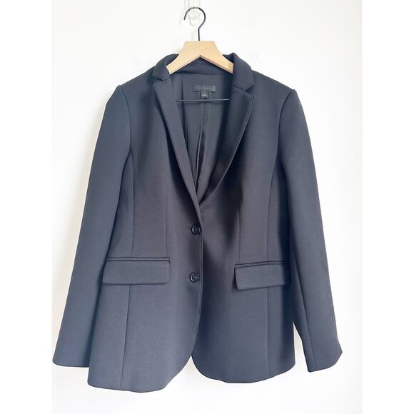 NEW ANN TAYLOR $198 BLACK DOUBLE KNIT TWO BUTTON BLAZER  Black 8 - Picture 2 of 5